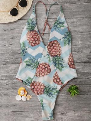 Cross Back Pineapple High Cut Swimwear