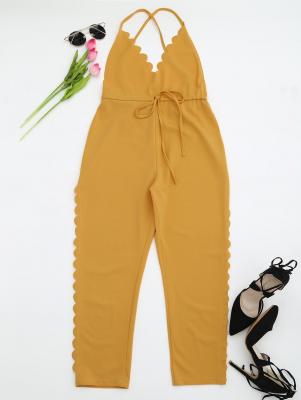 Scalloped Straight Cut Suspender Pants