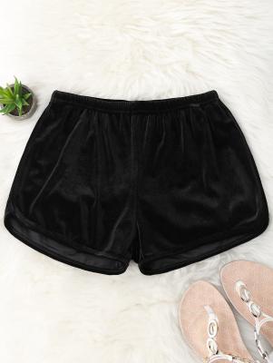 Elastic Waist Casual Velvet Shorts