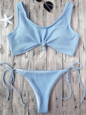 Ribbed Knotted String Bralette Bikini