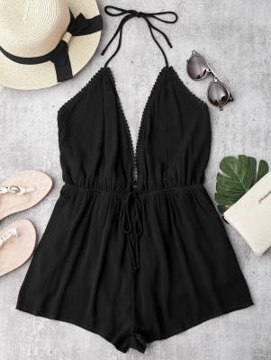 Plunge Halter Beach Cover Up Romper