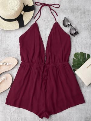 Plunge Halter Beach Cover Up Romper