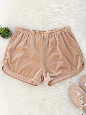 Elastic Waist Casual Velvet Shorts