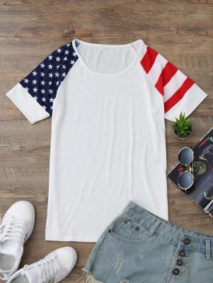 Raglan Sleeve Patriotic American Flag T-Shirt