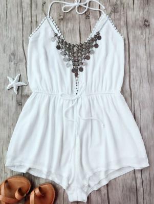 Plunge Halter Beach Cover Up Romper