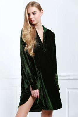 Loose Velvet Shirt Dress