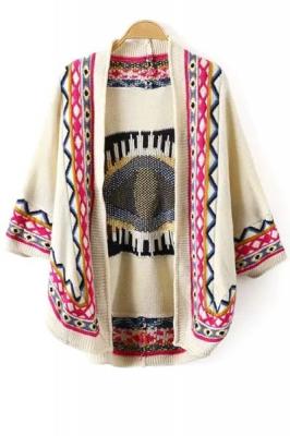 Tribal Pattern 3/4 Sleeve Cardigan