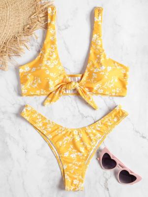 Floral Knotted Low Rise Bikini Set