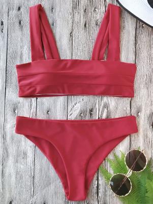 Padded Wide Straps Bandeau Bikini Set