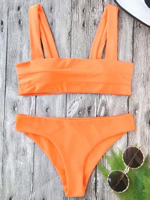 Padded Wide Straps Bandeau Bikini Set