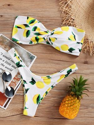 Lemon Print High Cut Bikini Set