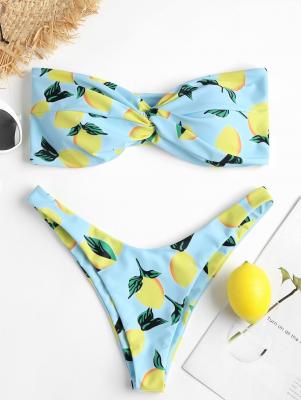 Lemon Print High Cut Bikini Set