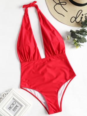 Low Cut High Waisted One Piece Swimsuit