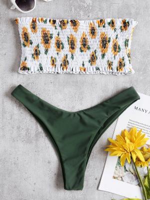 Sunflower Smocked Thong Bikini Set