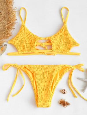 Keyhole Smocked String Bikini