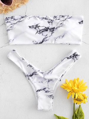 Marble Print Bandeau Bikini