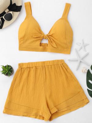 Cut Out Crop Top and Shorts Set