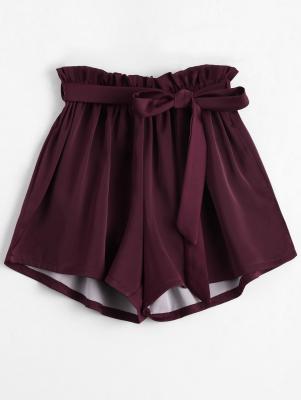 Smocked Belted High Waisted Shorts