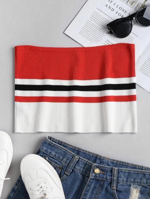 Knit Striped Bandeau Tube Crop Top