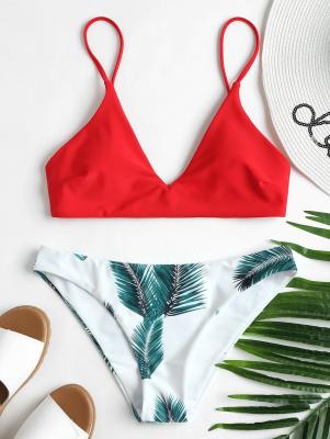 Leaf Print Padded Bikini Set