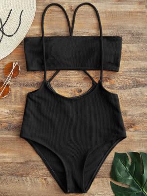 Bandeau Top and High Waisted Slip Bikini Bottoms