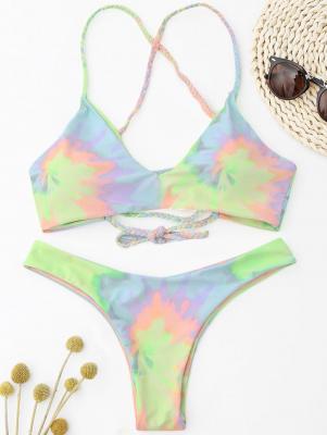 Tie Dye Braided Criss Cross Bikini Set