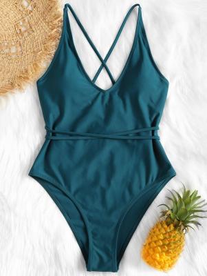 Self Tie Cross Back High Cut Swimsuit