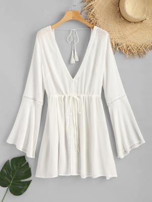 Crinkly Drawstring Cover Up Dress