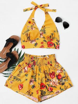 Print Halter Top and Shorts Set