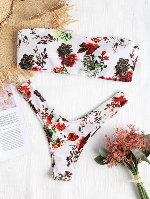 Strapless Floral High Cut Bikini Set