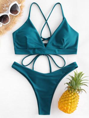 Lace-up Cross Strap Bikini