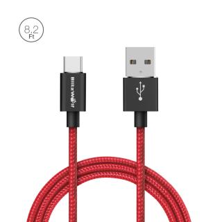 BlitzWolf® BW-TC3 3A USB Type-C Braided Charging Data Cable 8.2ft/2.5m With Magic Tape Strap