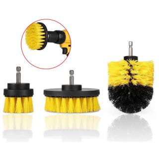 Drillpro 3Pcs 2/3.5/4 Inch Yellow Electric Drill Brush Tile Grout Power Scrubber Tub Cleaning Brush