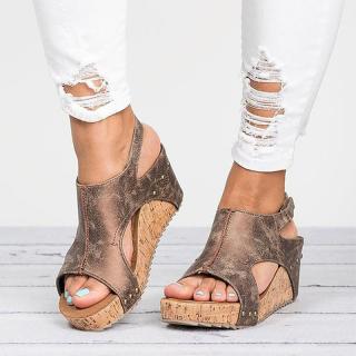 Sandálias das mulheres 2018 Sandálias Plataforma Cunhas Sapatos Para As Mulheres Salto Alto Sandalias Mujer Sandálias de Salto Cunha Sapatos de Couro De Verão 43