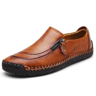 Men Comfy Hand Stitching Slip On Leather Oxfords