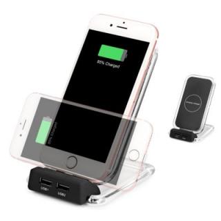3 Coils Ultra Thin Qi Wireless Charger Holder Dual USB Port