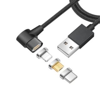 1M Nylon Braided Strong Magnetic USB Charging Cable for 8 Pin Micro Type-C Devices