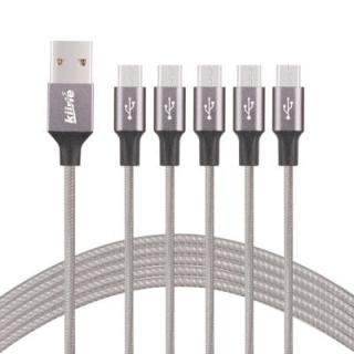 Kiirie Micro USB Cable Nylon Braided  PowerLine 5 Pack 0.5m 3x1m 1.5m High Speed USB 2.0 Charging Android Charger Cord