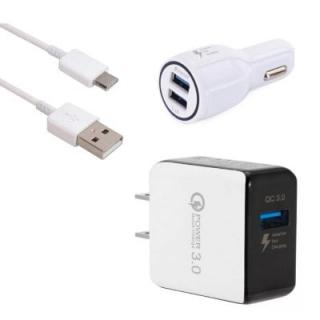 QC3.0 USB US Plug Fast Charger +Quick Fast With Dual USB Car Charger+ Quick Charge Usb 3.1 Type-C Cable 3 in 1 Set 100cm
