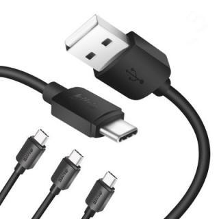 Kiirie USB Type-C Cable 3 Pack ( 1ft x 3.3ft x 6.6ft ) Type A To C Data Charging