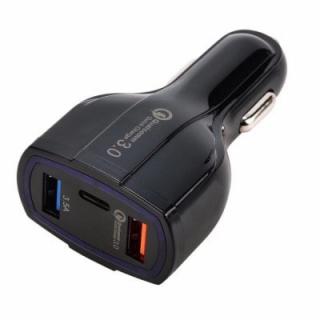 SpedCrd  QC3.0 3 Port USB Type-C Quick Car Charger