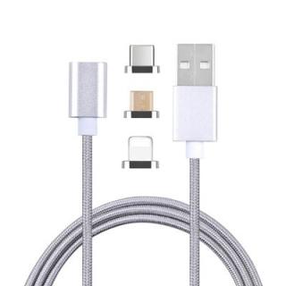 Nylon Braided Fast Charging 3 in 1 Strong Magnetic USB Data Sync Cable