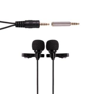 Ulanzi 1.5m/6m Dual-Head Clip on Mini Lapel Microphone Lavaliere Omnidirectional Condenser Microphone for iPhone Android Mobile Phone