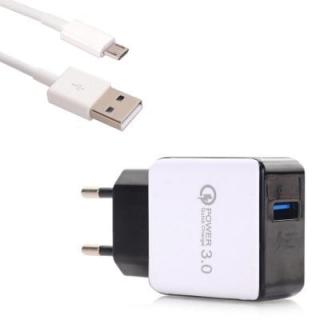 QC3.0 USB Quick Charger + Quick Charge Micro USB Data Charging Cable 100cm