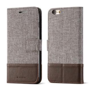 MUXMA Pure Color Retro Canvas Texture PU Leather Case Cover for iPhone 6 Plus / 6S Plus