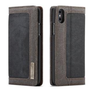 CaseMe 006 for iPhone X Leather Combination Canvas Flip Case Stand Cover with Card Slots