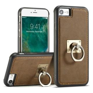 CaseMe for iPhone 7/ 8 Slim Leather Back Case TPU PC Cover with Finger Ring Bracket