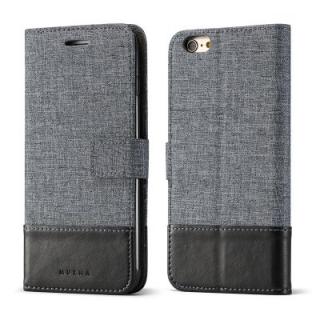 MUXMA Pure Color Retro Canvas Texture PU Leather Case Cover for iPhone 6 Plus / 6S Plus