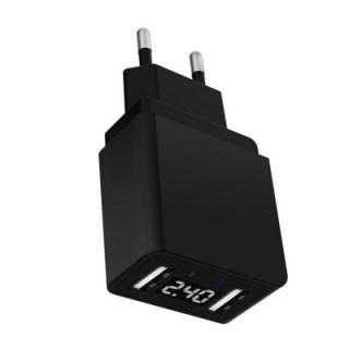 2 USB EU Plug LED Display Wall Charger Power Adapter