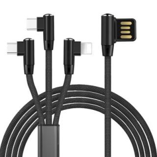 Bend 3-in-1 8 Pin Micro USB Type-C Quick Charging Data Cable